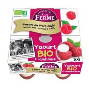 Yaourts (vache)-Les yaourts Framboise bio -Par 4-LE P TIT GALLO