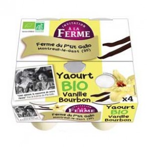 Yaourts (vache)-Yaourt bio aromatisé vanille- 4*125 g-LE P TIT GALLO